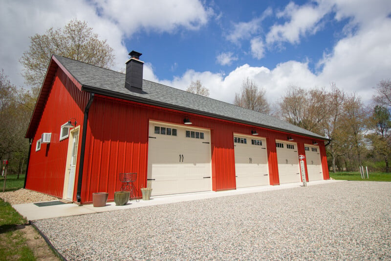 Red White Garage Pole Barn Shop 2