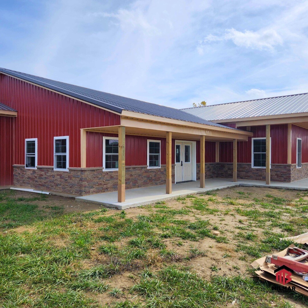 Red & Stone Accent Barndo/Home and Garage