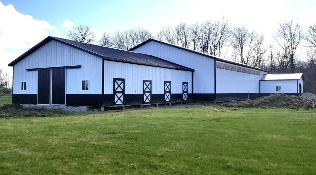 Black & White Horse Barn and Arena