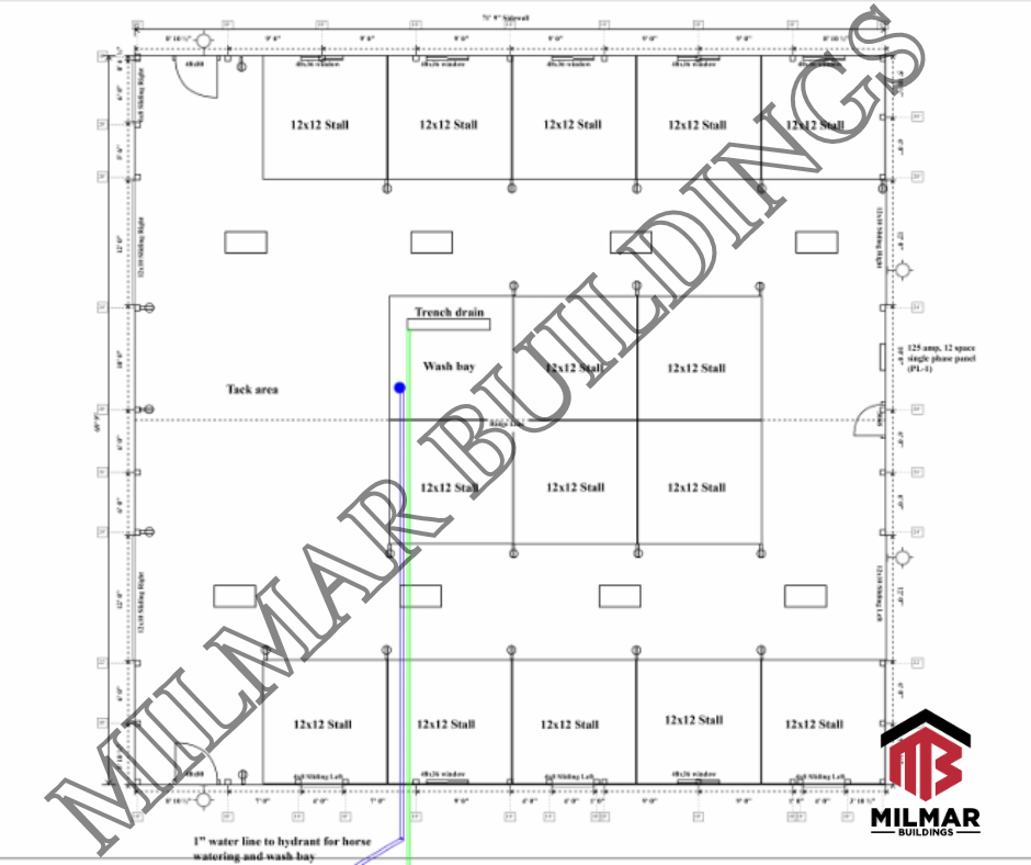Pole Barn Plans | 70x120 Arena and 70x72 Stables