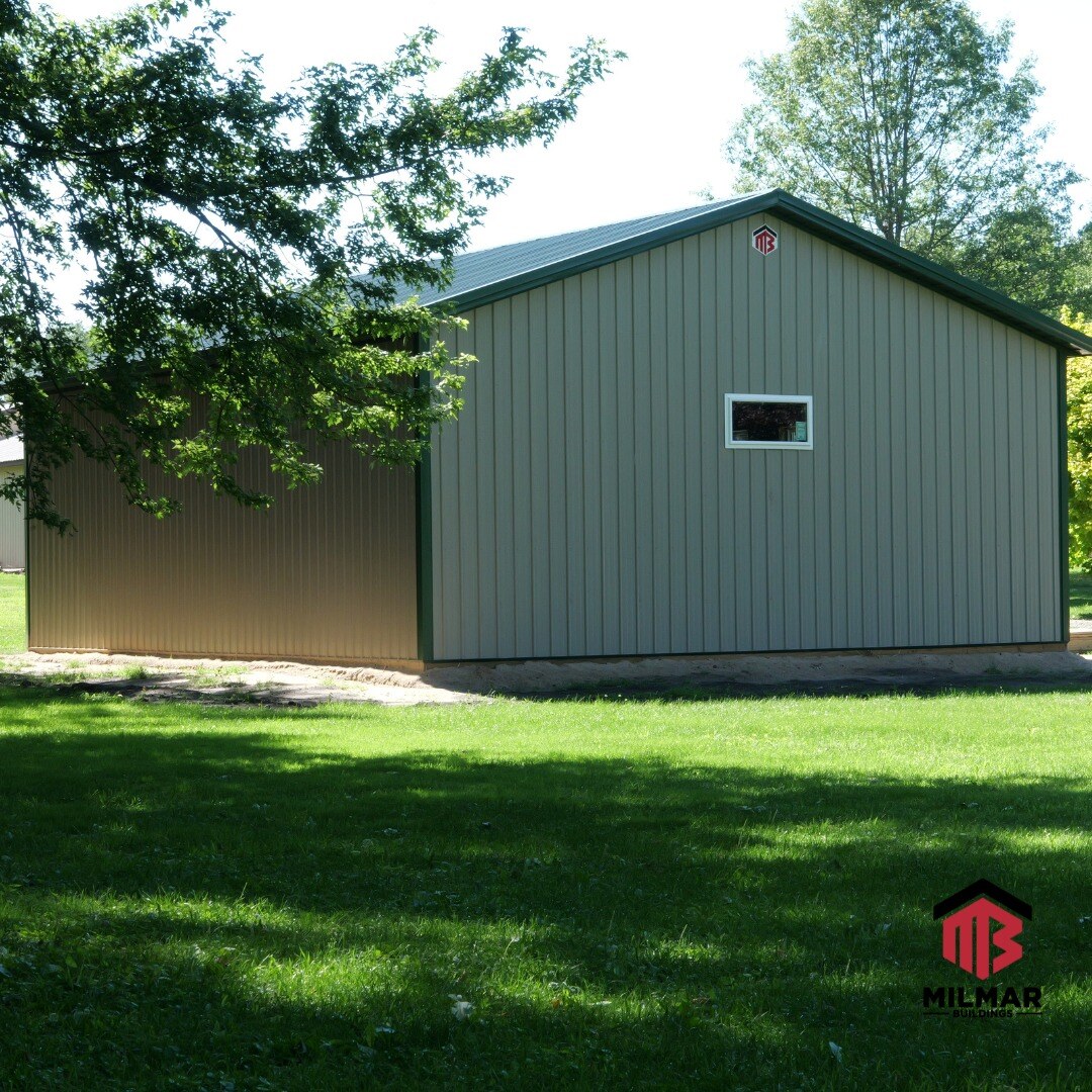 Gray Green Post Frame Garage Storage 3