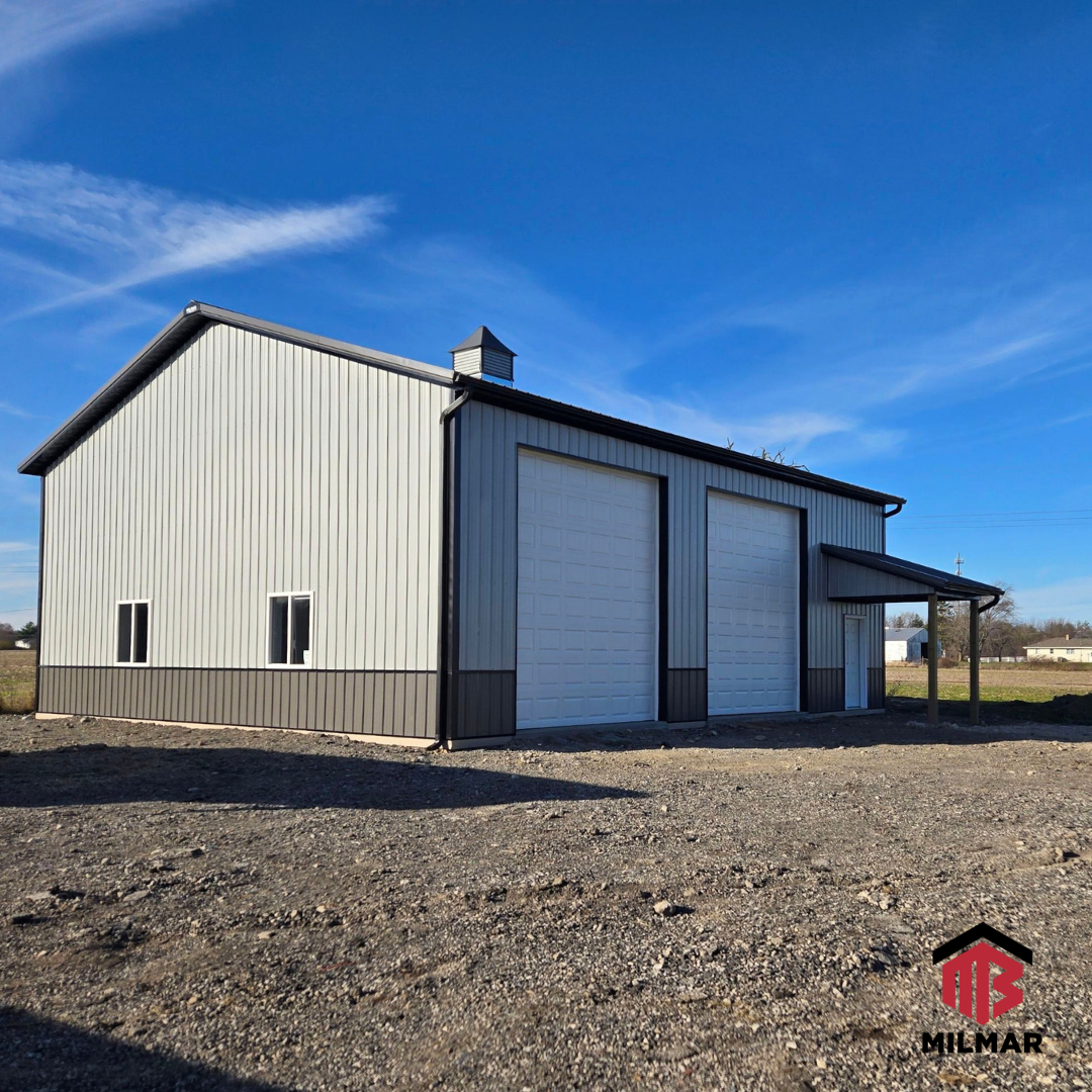 Gray, Charcoal, Shiny Black Garage Shop Pole Barn Post Frame Build 40x44x16 Crown Point IN 1