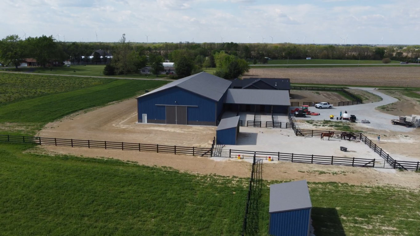 Horse Barn and Stables 36x56  and 120x60 Riding Arena for Equestrian Facility by Milmar Buildings Gallery Blue Charcoal