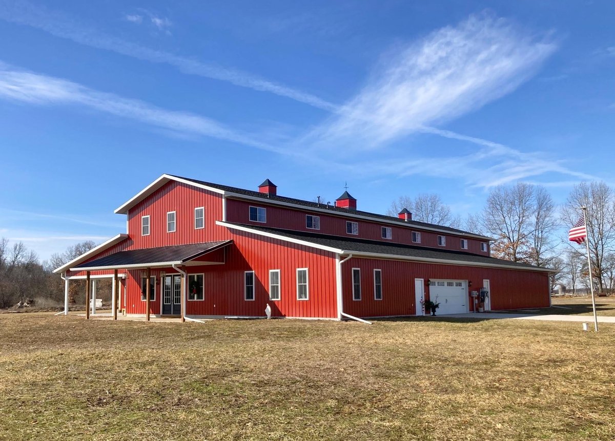 Red Post Frame Pole Barn Milmar