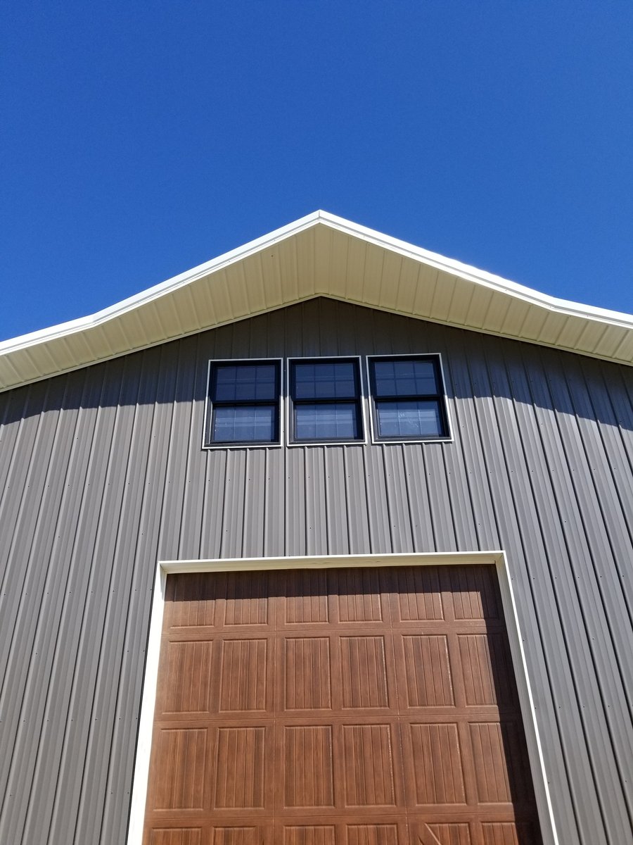 Pole Barn White Gray Charcoal Brown Doors