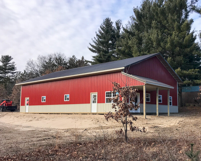 Red Black Cream Multi-Use Pole Barn Build