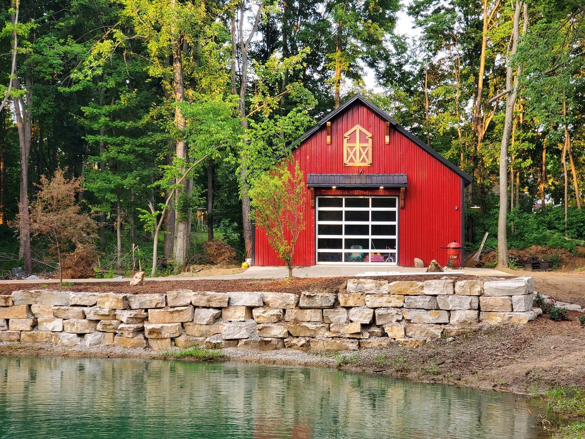 Red Black Party Barn Residential Build