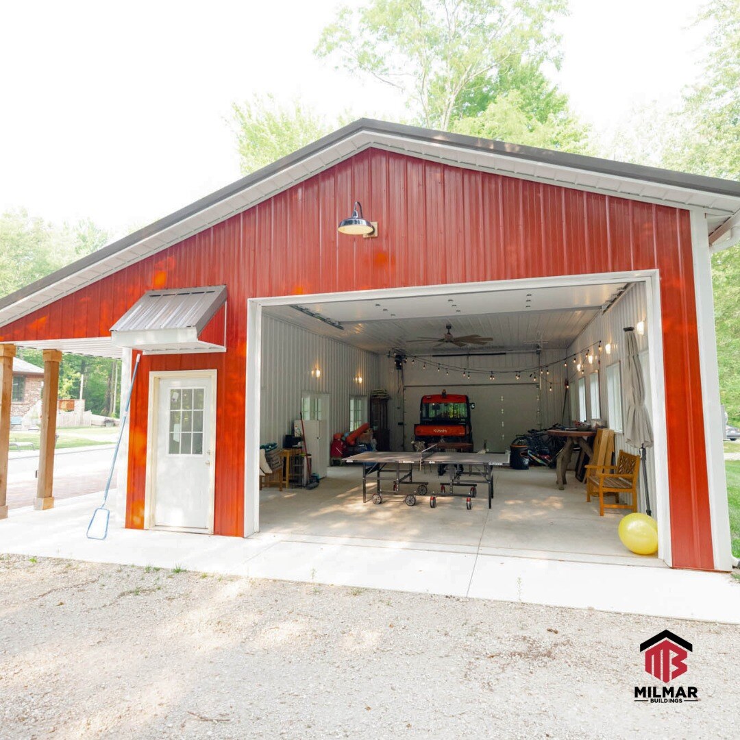 Red White Pool House Garage Pole Barn 4