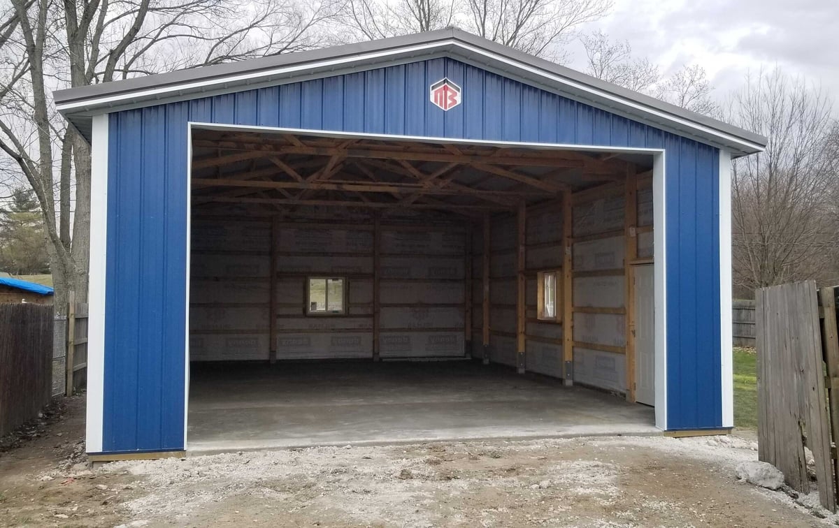 Standard-Sized Small Blue Garage