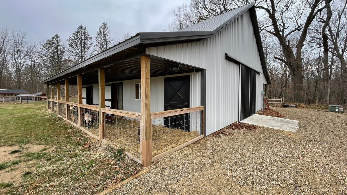 Black and White Agricultural Pole Barn